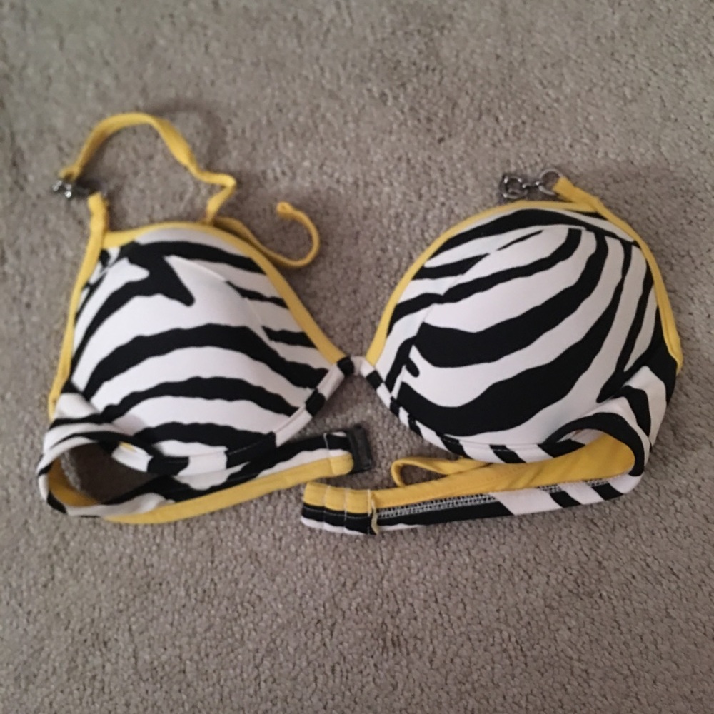 Zebra and Yellow Push-Up Bikini Top